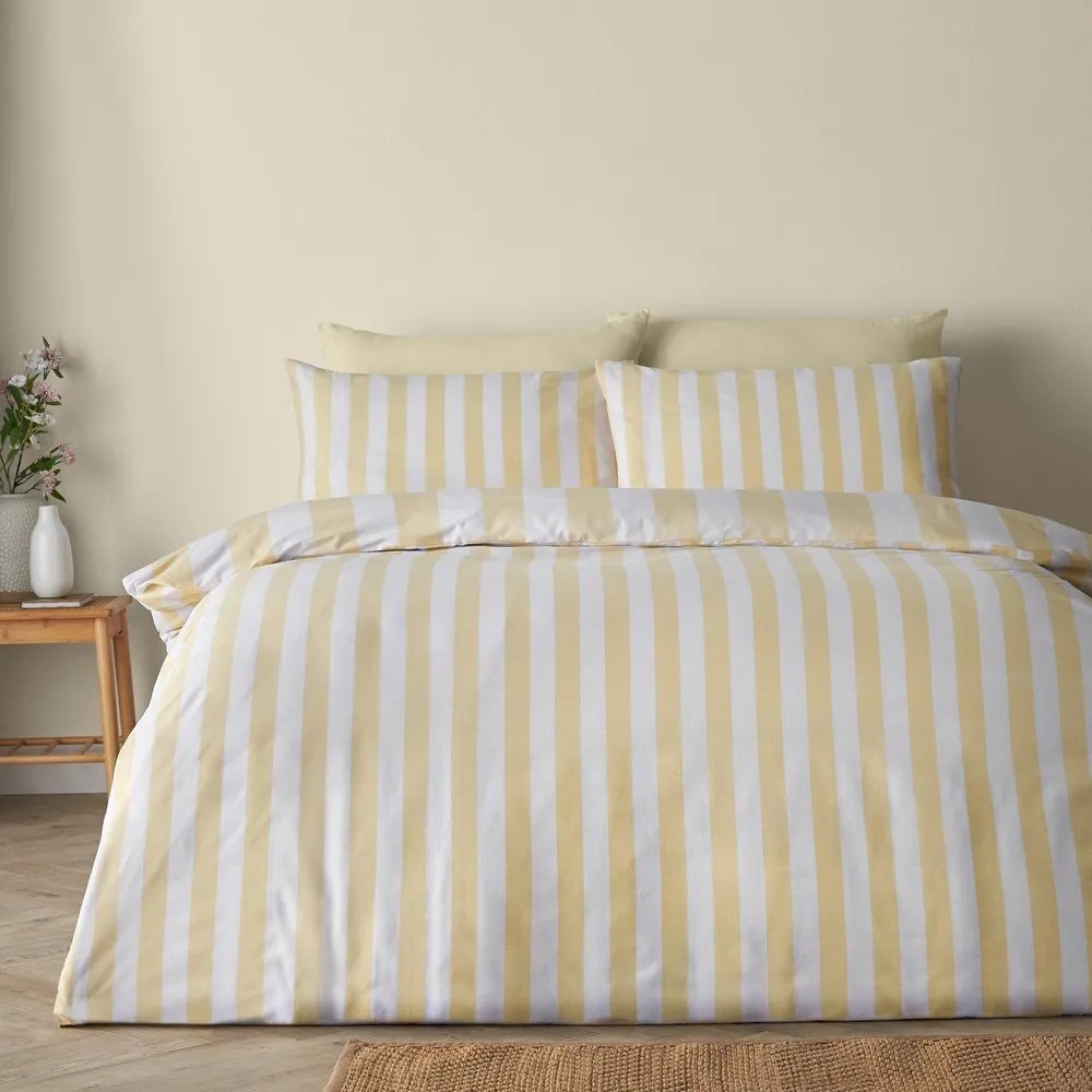Set copripiumino e federa giallo per letto singolo 135x200 cm Cove Stripe – Catherine Lansfield