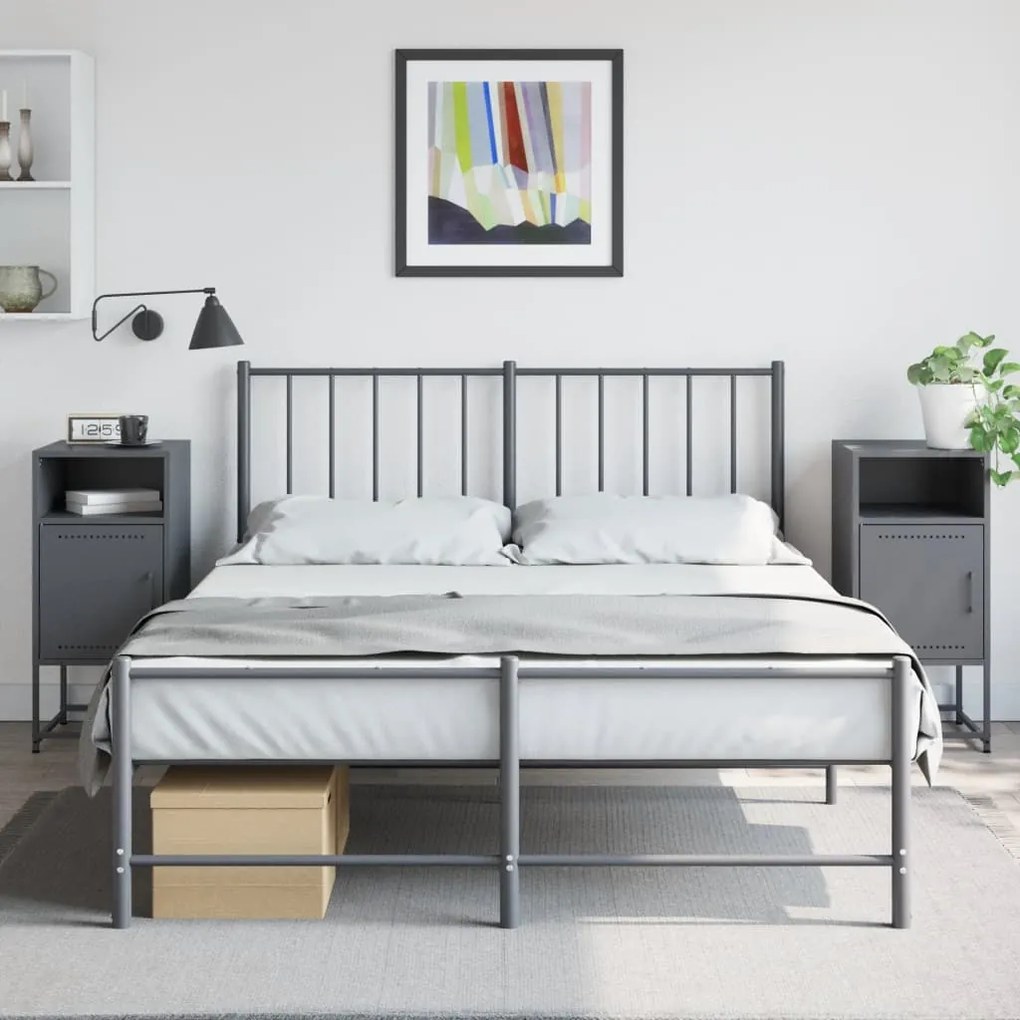 Comodini 2 Pz Antracite 36x39x78 Cm İn Acciaio /