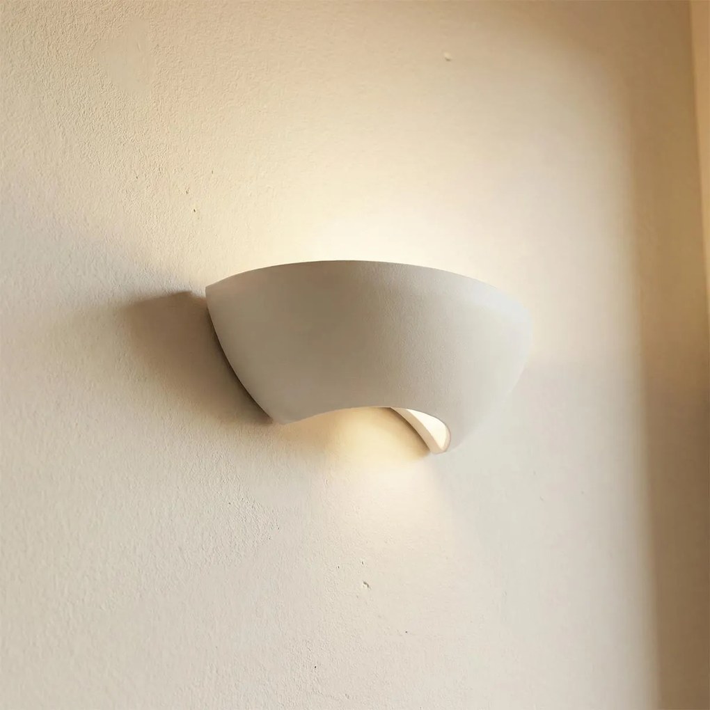 Applique da Parete E14 Curva Moderna in Gesso Pitturabile