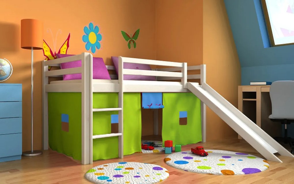 Letto soppalco bambini Ourbaby Modo con scivolo - bianco - bianca elevato letto