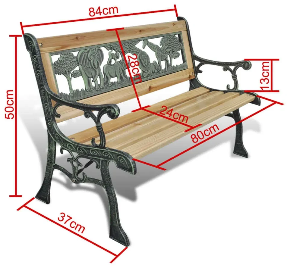 Panchina da giardino per bambini 84 cm in legno