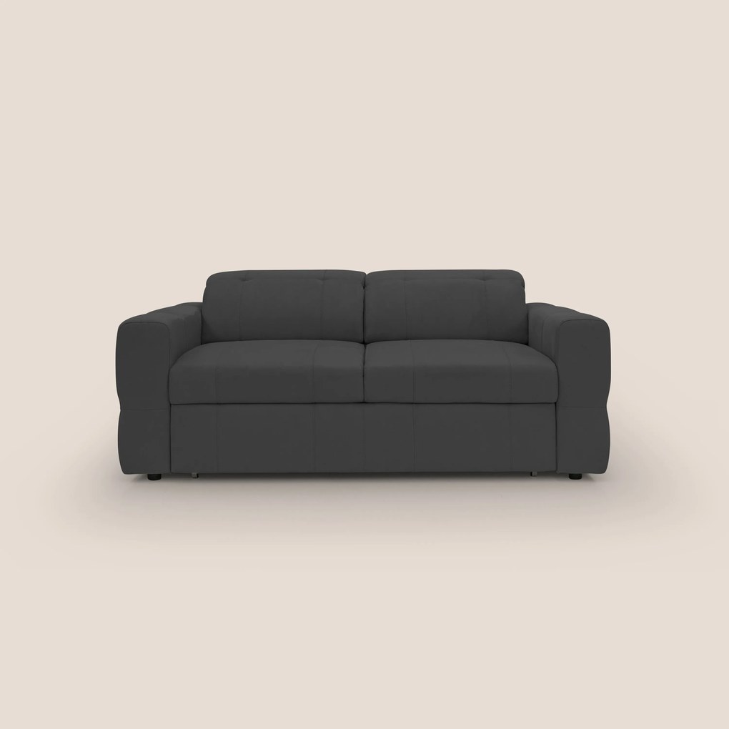 Kronos Divano con pouf estraibile poggiapiedi e poggiatesta reclinabili in morbida microfibra impermeabile T11 nero