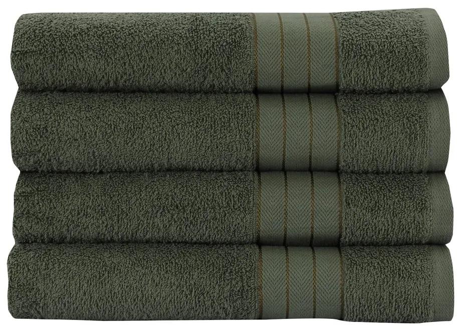 Set di 4 asciugamani in cotone verde scuro 50x100 cm - Good Morning