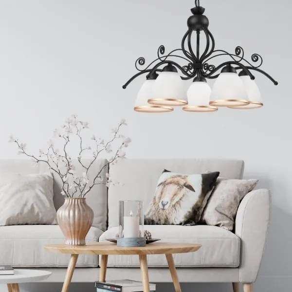 Lampadario a catena RETRO II 5xE27/60W/230V nero opaco