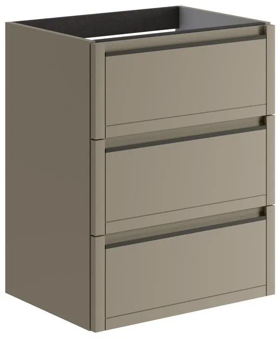 Mobile da bagno sospeso sotto lavabo L 59.5 x H 78 x P 45.5 cm marrone opaco, 3 cassetti TRATTO