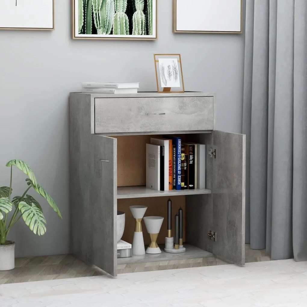 Credenza grigio cemento 60x30x75 cm in truciolato