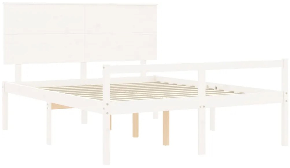 Letto per Anziani con Testiera Bianco 160x200 cm Legno Massello