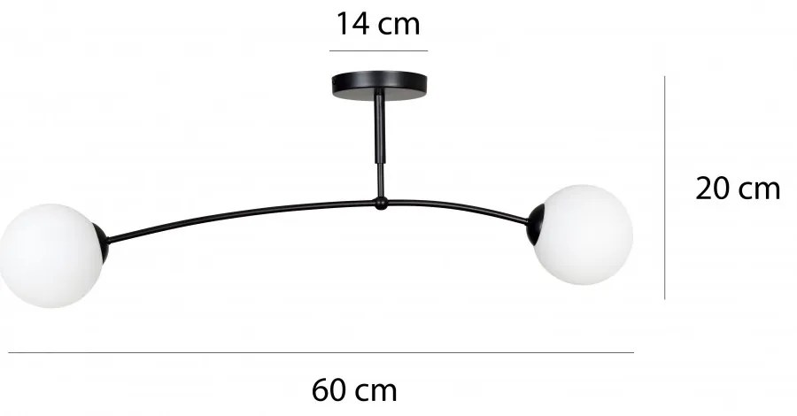Lampadario a Sospensione in Acciaio e Vetro PREGOS 2 Nero/Bianco 2xE14 Colore del corpo Nero