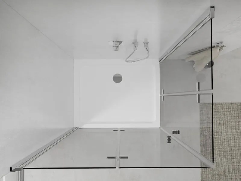 Mexen Lima Duo cabina doccia pieghevole 80 x 70 cm, trasparente, cromo + piatto Flat - 856-080-070-01-02-4010