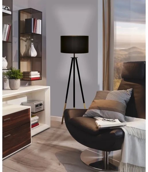 Eglo 55291 - Lampada con piedistallo BIDFORD 1xE27/60W/230V nero/marrone