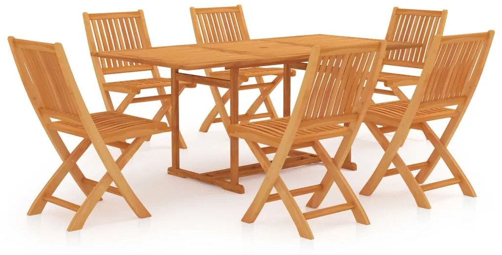 Set da pranzo da giardino 7 pz in legno massello di teak