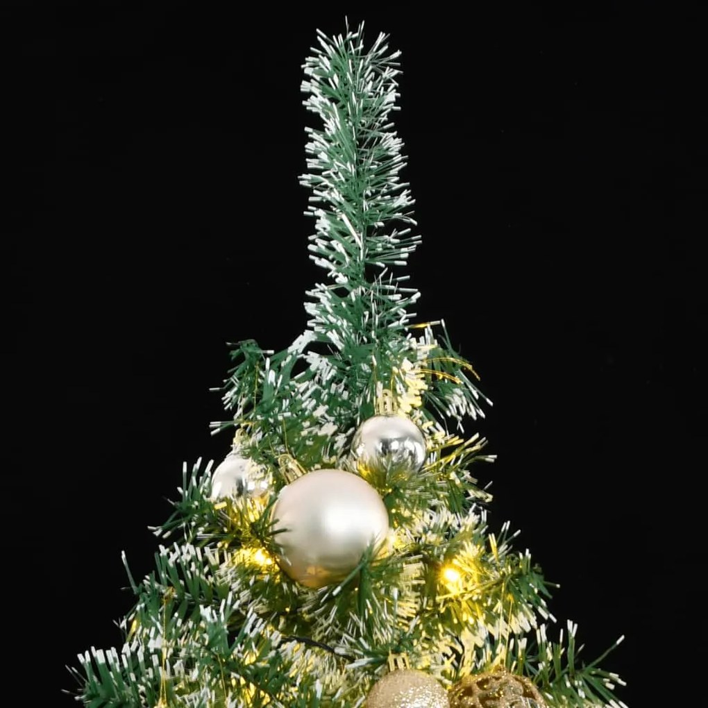 Albero di Natale Artificiale con 300 LED Palline e Neve 210 cm