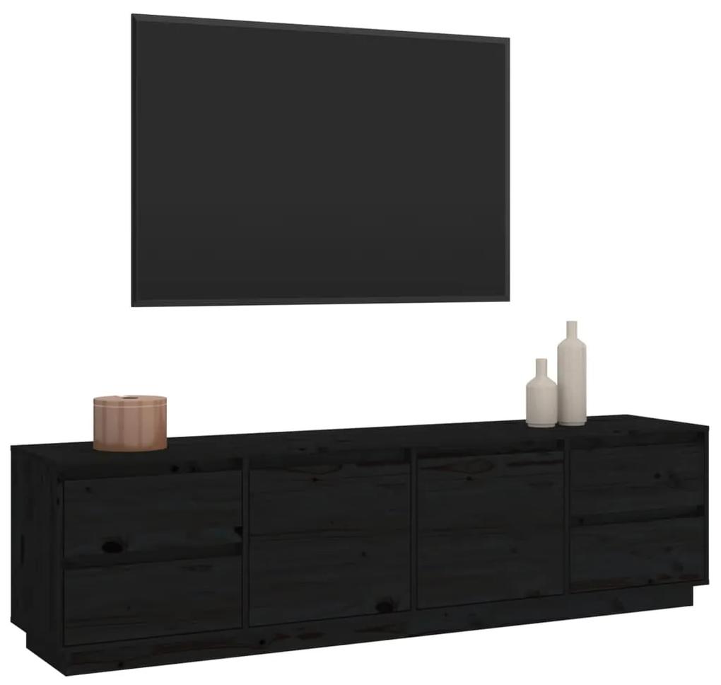 Mobile porta tv nera 176x37x47,5 cm in legno massello di pino