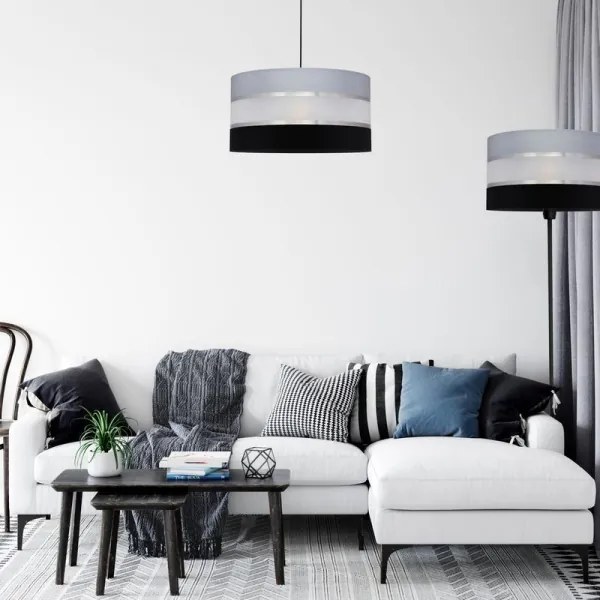 Lampadario a sospensione con filo HELEN 1xE27/15W/230V diametro 40 cm nero/grigio/argento