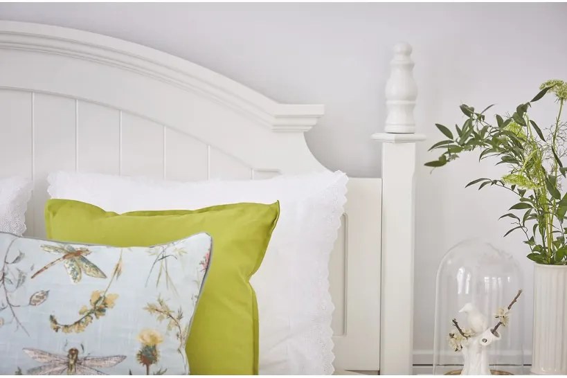 Letto provenzale matrimoniale 180x200 cm con struttura in legno bianco