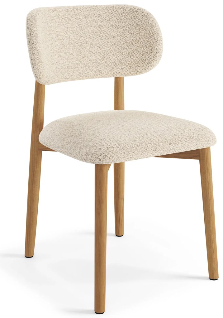 ALDO Crema (Monza 90) / telaio in rovere laccato – SEDIA IN LEGNO TESSUTO BOUCLÉ PER SOGGIORNO SALA DA PRANZO CUCINA RETRÒ