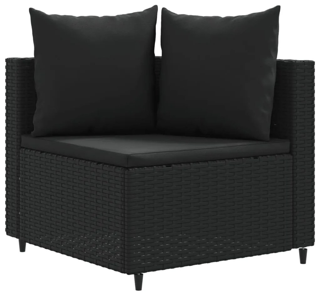 Set divani da giardino 10pz con cuscini in polyrattan nero