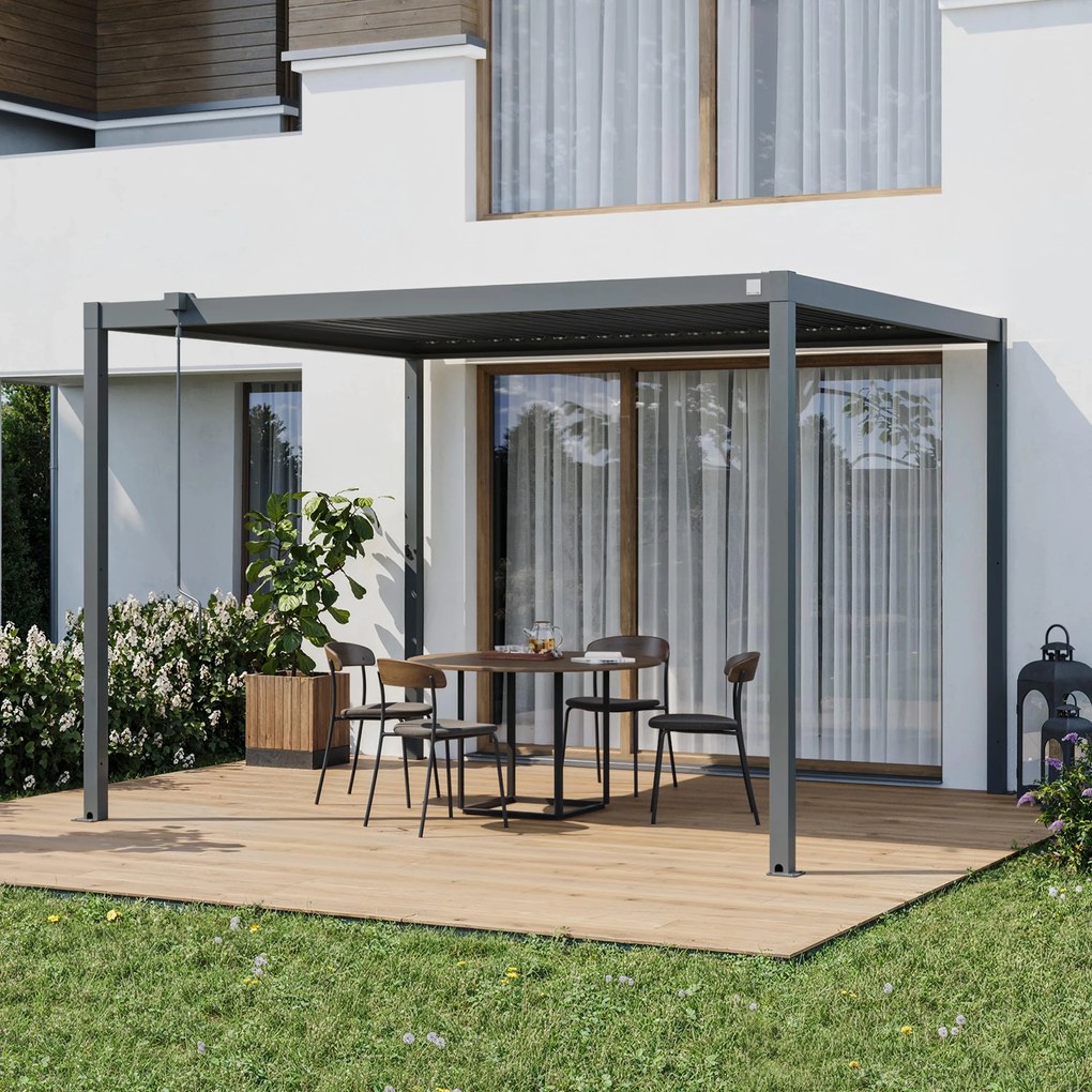 PRIMEYARD Pergola 3x3,5m, tetto lamellare, antracite - (GFPV01109)