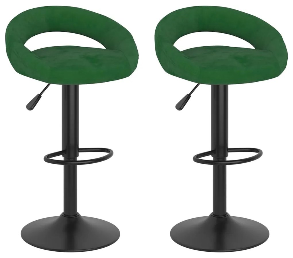 Sgabelli Da Bar 2 Pz Verde Scuro İn Velluto /