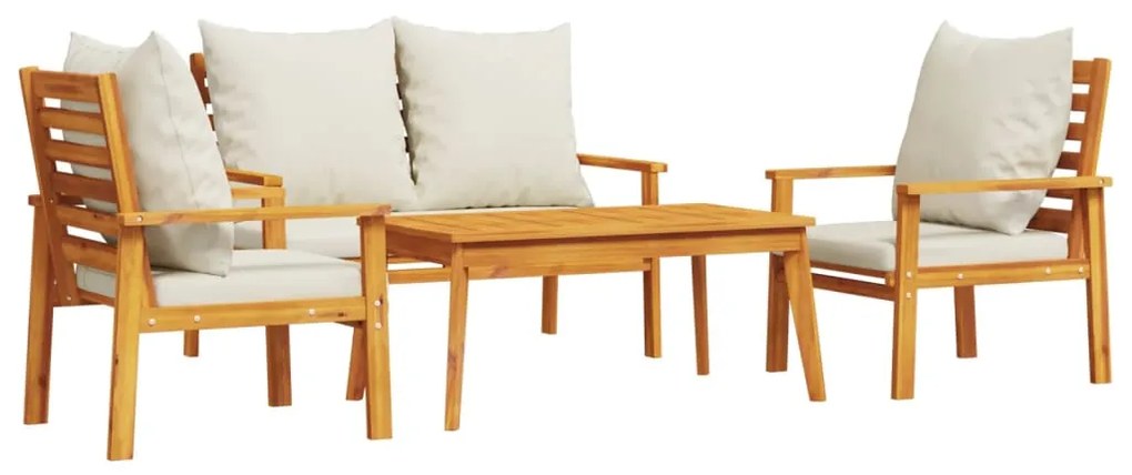 Set salotto da giardino 4pz con cuscini legno massello acacia