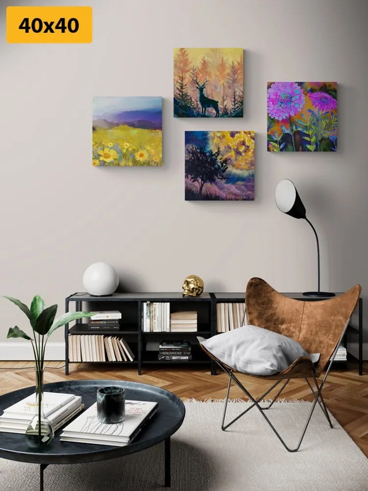 Set di quadri – Imitazione di pittura a olio di cervo in natura