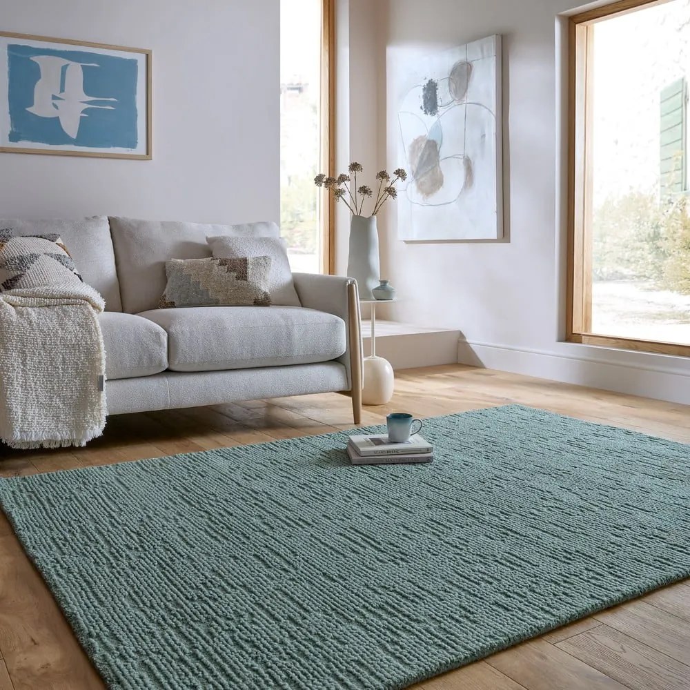 Tappeto blu polveroso in lana tessuto a mano 160x230 cm Harris Boucle – Flair Rugs