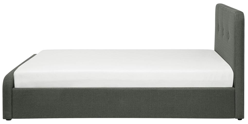 Letto contenitore rete a doghe tessuto grigio scuro 180 x 200 cm RENNES Beliani