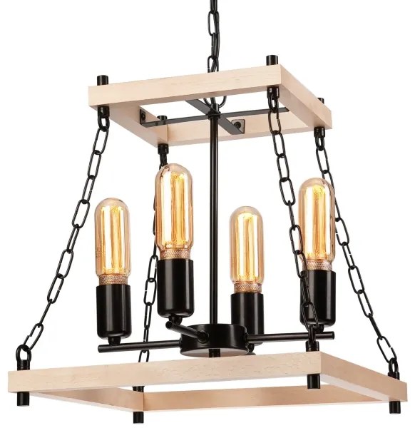 Lampadario a sospensione con catena JASPER 4xE27/60W/230V faggio/beige