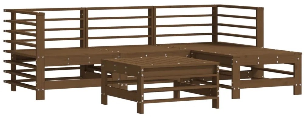 Set divani da giardino 5 pz con cuscini in legno massello miele