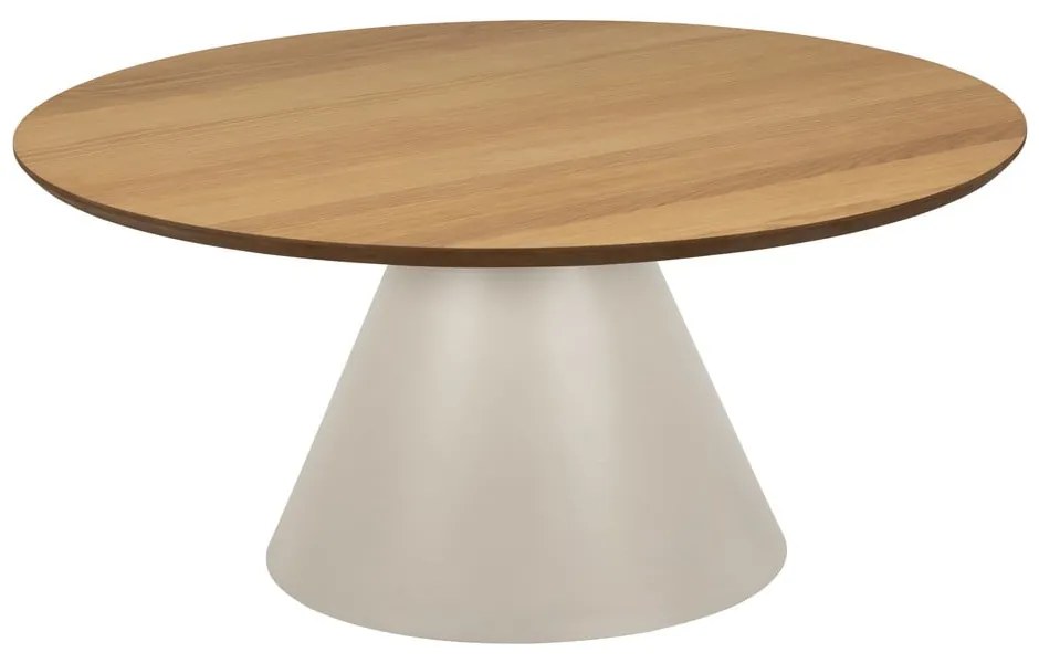 Tavolino rotondo con piano effetto rovere color crema e naturale ø 85 cm Soli - Actona