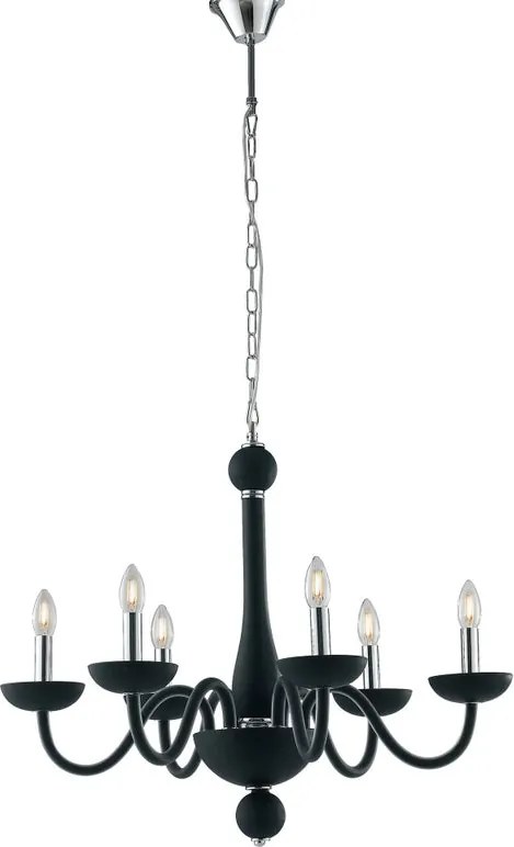 Lampadario Neoclassico Alfiere nero 6x E14 LUCE AMBIENTE DESIGN