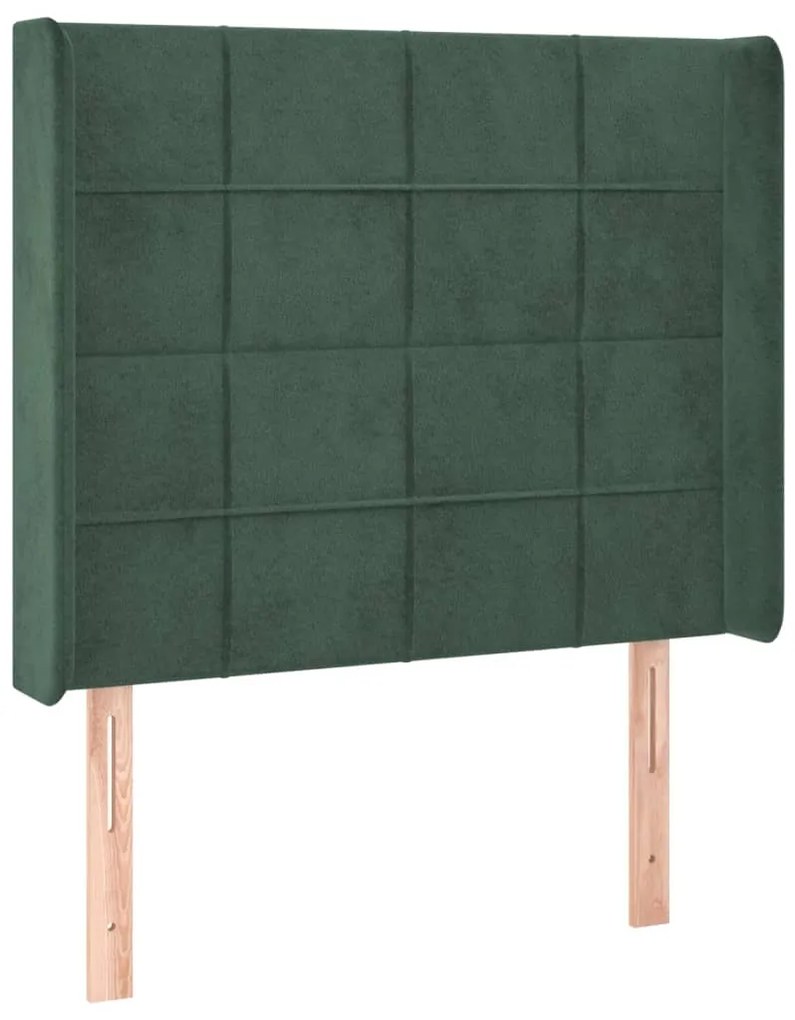 Testiera ad orecchio verde scuro 83x16x118/128 cm in velluto