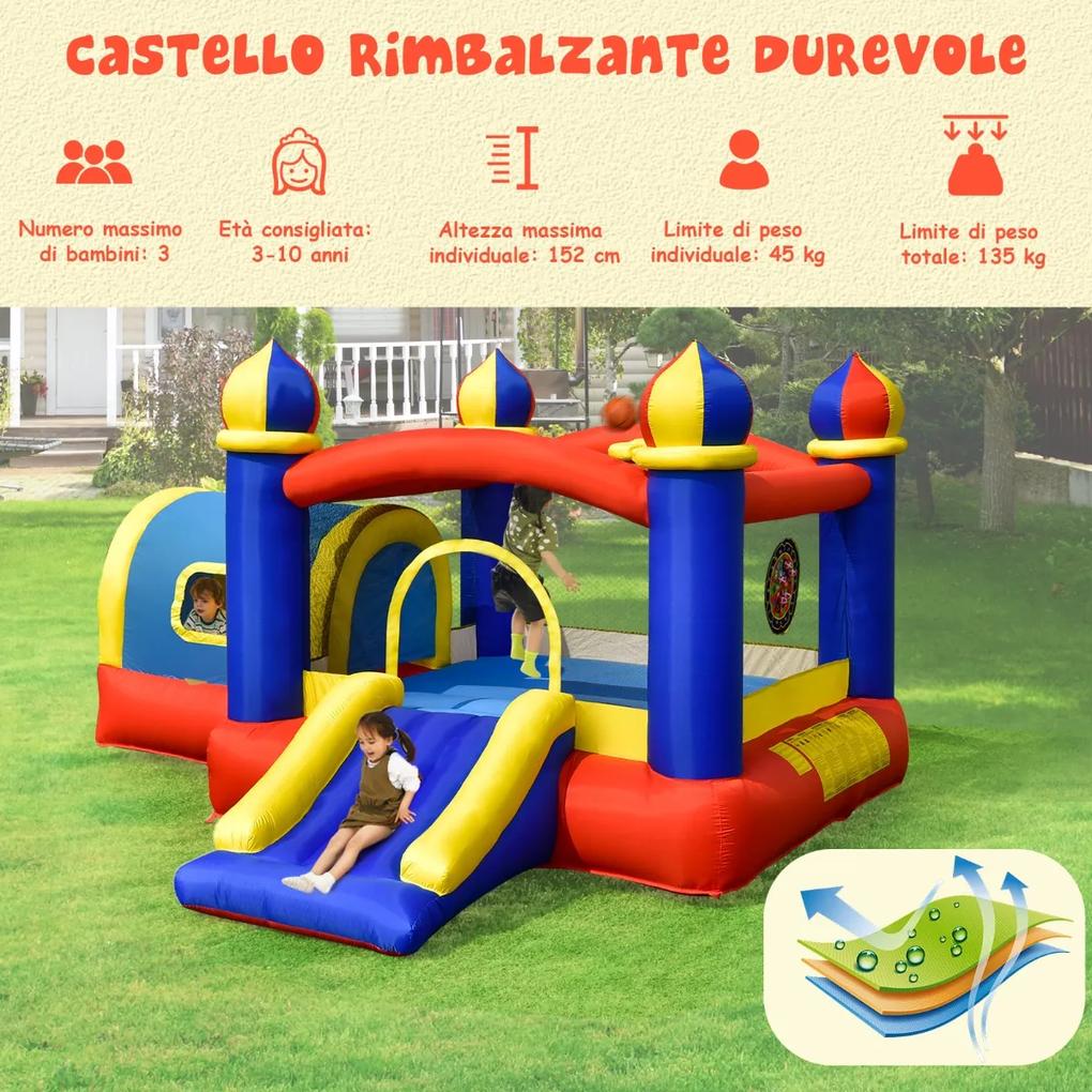 Costway Castello gonfiabile portatile per bambini con borsa da trasporto, Casa gonfiabile con palline e palla da basket