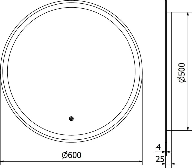 Mexen Gobi specchio da bagno illuminato, rotondo 60 cm, LED 6000K, anti-appannamento - 9801-060-060-611-00