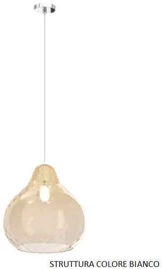 Sospensione bianco 1 luce vetro grande ambra 1191bi-sg-am