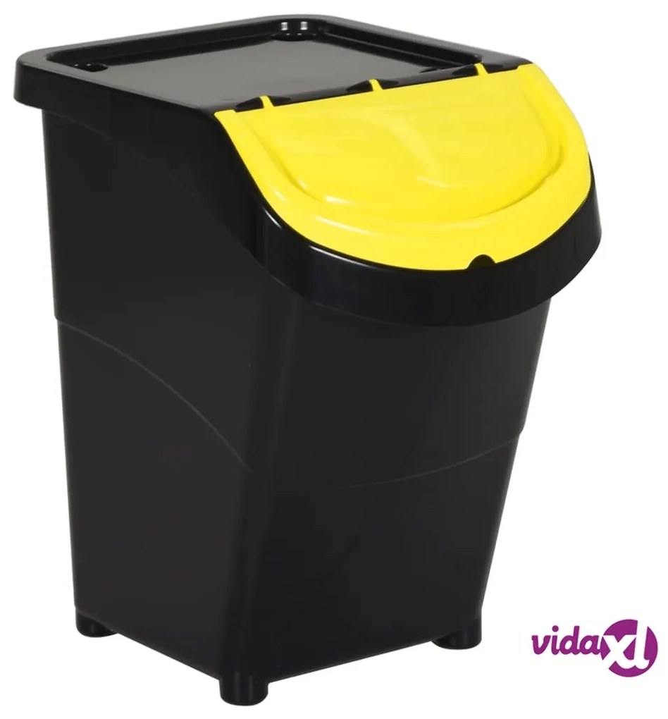 vidaXL Cestini per Rifiuti Impilabili con Coperchi 3pz Neri PP 120L