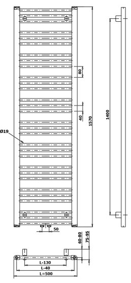 Bruckner - Bagno radiatore ALBRECHT 657W/230V 50x157 cm bianco