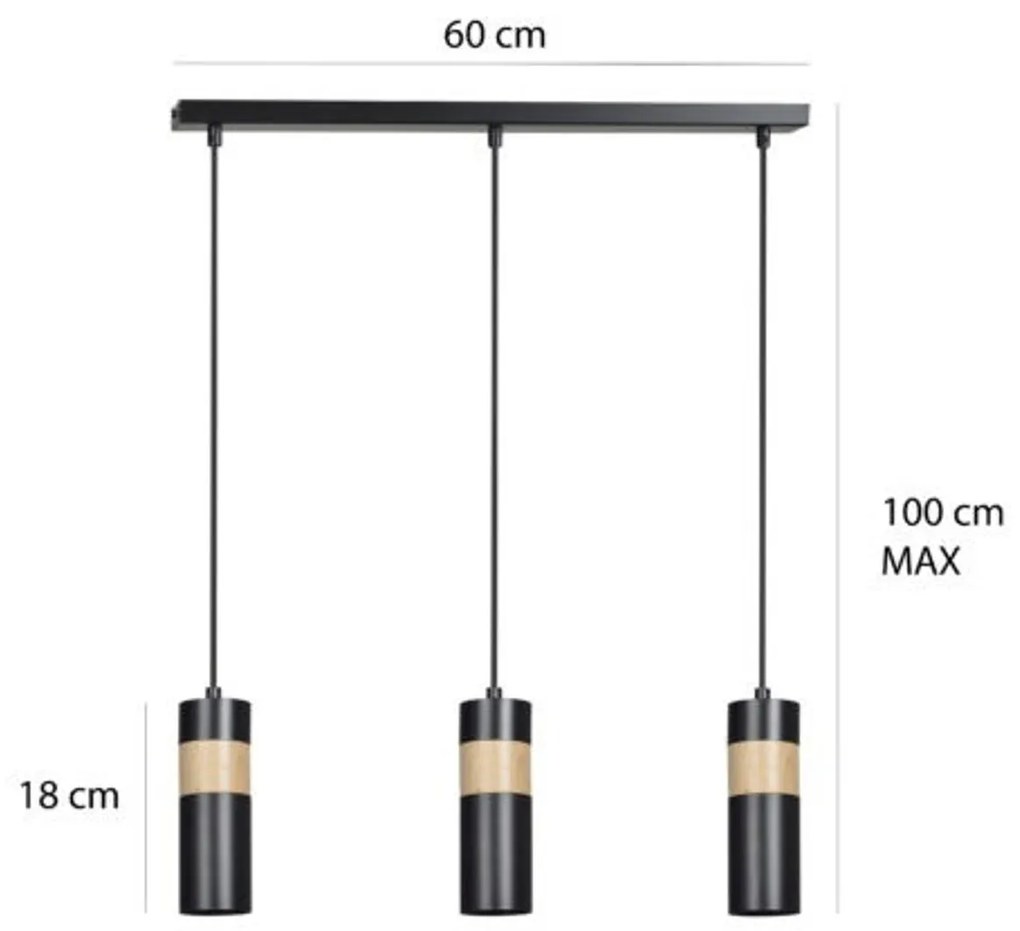 Lampadario a sospensione AKARI 3 BLACK