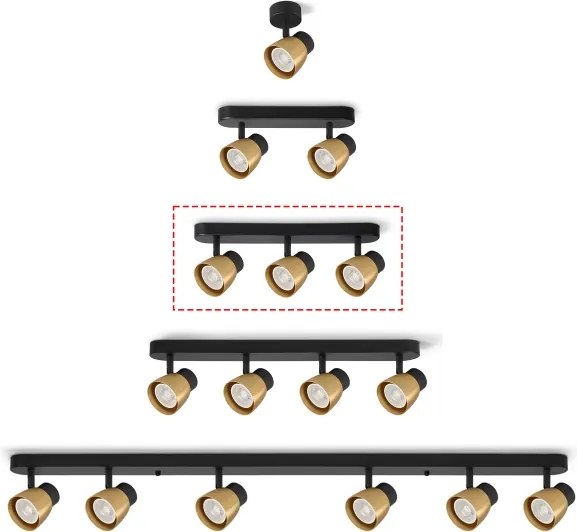 Brilagi - Faretto NUGGET 3xGU10/30W/230V nero/oro