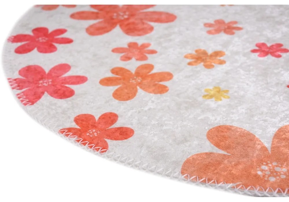 Tappeto per bambini arancione e avorio lavabile ø100 cm Fall Flowers – Vitaus