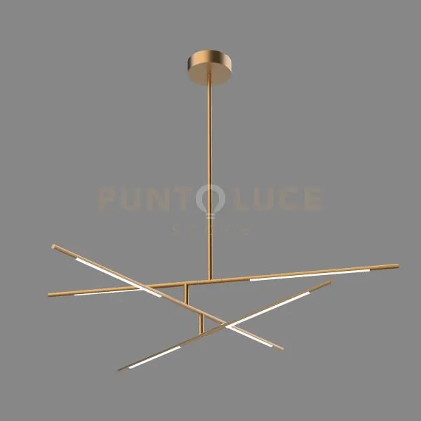 Tubular  lampadario tubolare 6lt oro, led 30w, 2700lm, 3000k, dia.9...