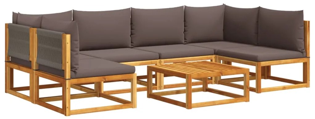 Set divano da giardino 7 pz con cuscini legno massello acacia