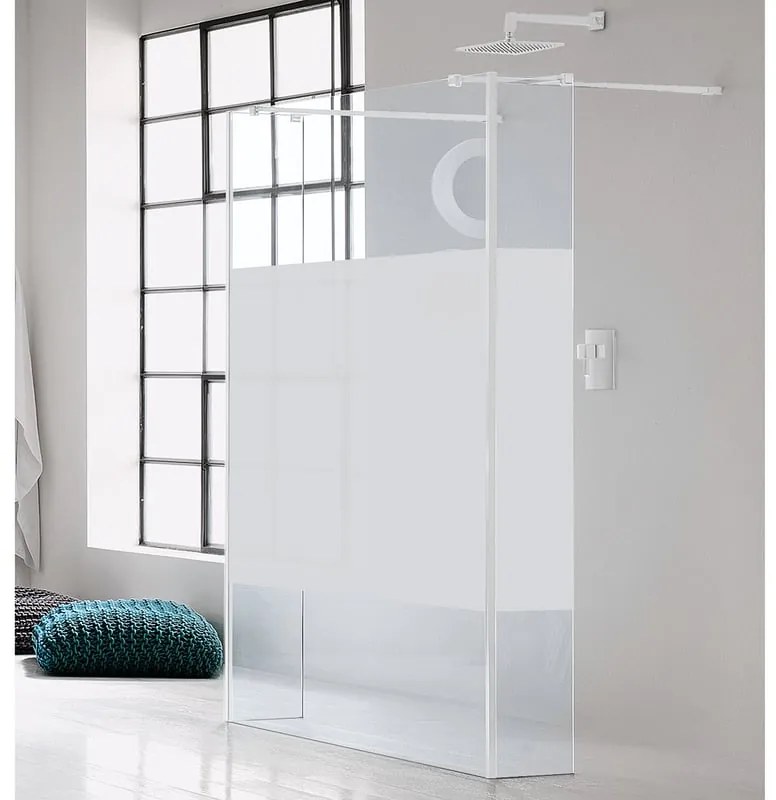 Box doccia walk-in Wens, vetro serigrafato 6 mm, H 200 cm, profilo bianco