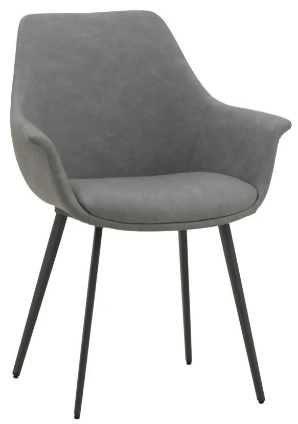 Set di sedie MIRASIERRA in similpelle grigio e gambe in metallo nero, con braccioli