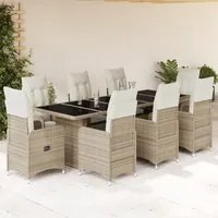 Set da Bistr da Giardino 9 pz con Cuscini Beige in Polyrattan 3277286