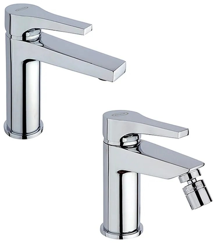 Set miscelatori lavabo + bidet Jacuzzi rubinetteria Moonlight ottone cromato per piletta clic clack