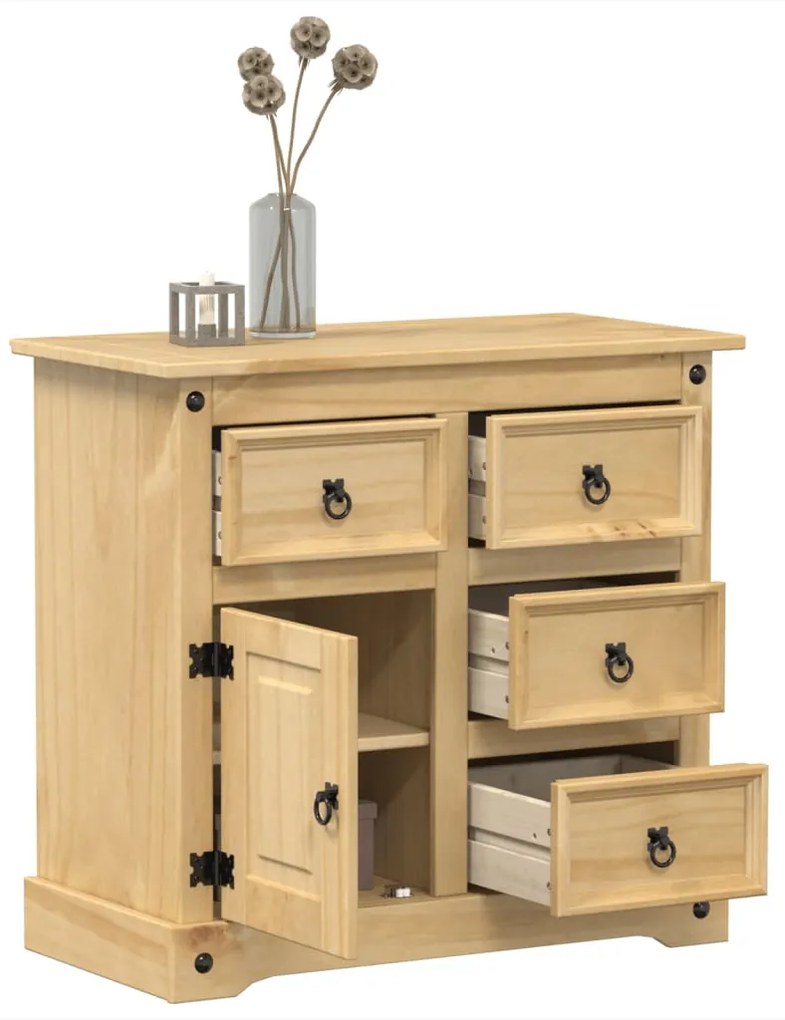 Credenza Corona 87x40x76 Cm İn Legno Massello Di Pino /