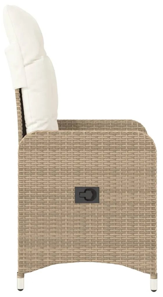 Sedia reclinabile da giardino con cuscini beige in polyrattan