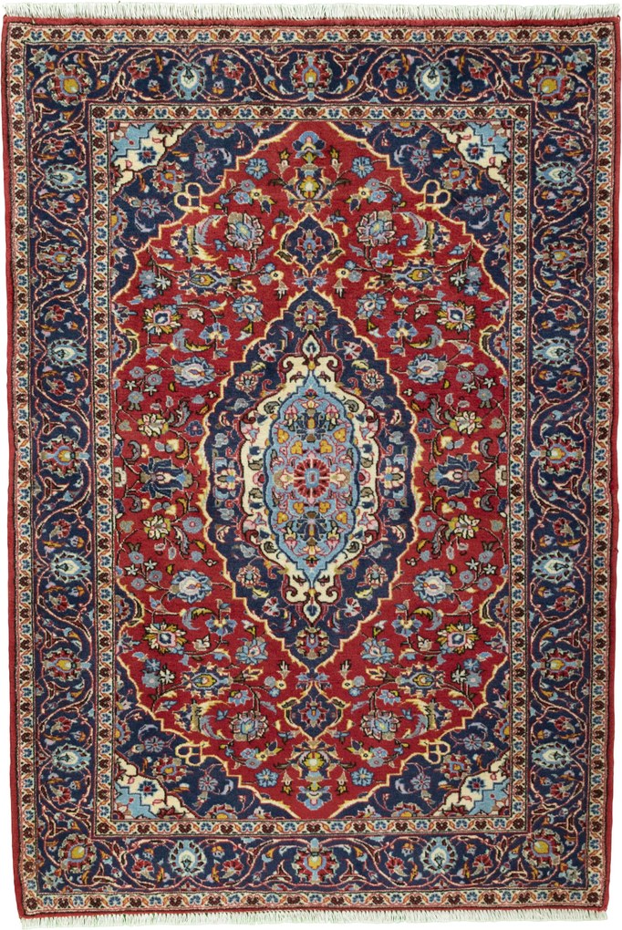 Kashan Tappeto 120x170 Rosso (Iran) Annodato A Mano