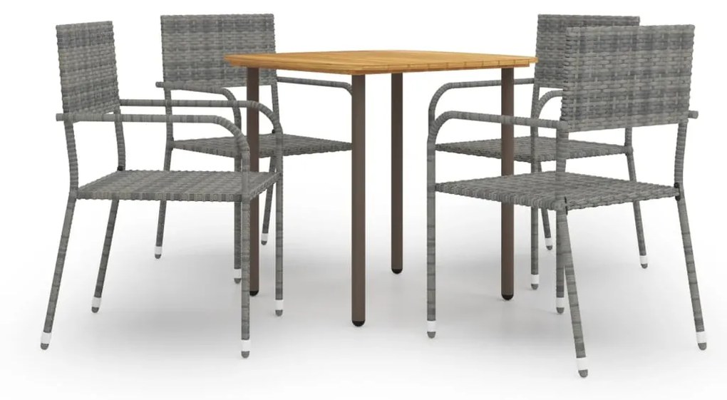 Set Mobili Da Pranzo Da Giardino 5 Pz İn Polyrattan Antracite /